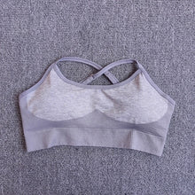 Charger l'image dans la galerie, Seamless Yoga Set Fitness Clothing Sportswear High Waist Women Gym Leggings Tights Padded Push-up Sports Bra 2 Pcs Sports Suits