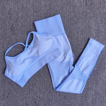 Charger l'image dans la galerie, Seamless Yoga Set Fitness Clothing Sportswear High Waist Women Gym Leggings Tights Padded Push-up Sports Bra 2 Pcs Sports Suits