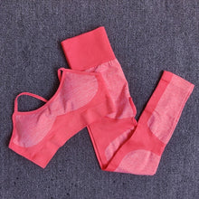 Charger l'image dans la galerie, Seamless Yoga Set Fitness Clothing Sportswear High Waist Women Gym Leggings Tights Padded Push-up Sports Bra 2 Pcs Sports Suits