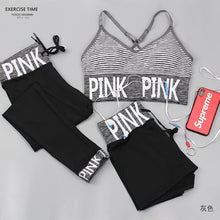 Charger l'image dans la galerie, PINK Letter Sport Set Women Yoga Sets Sports Bra+Yoga Pants+Shorts Fitness Clothing Sportwear Gym Sets Women Workout Clothes