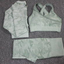 Charger l'image dans la galerie, 2PCS Camouflage Camo Yoga Set Sports Wear For Women Gym Fitness Clothing Booty Yoga Leggings + Sport Bra GYM Sport Suit Femme