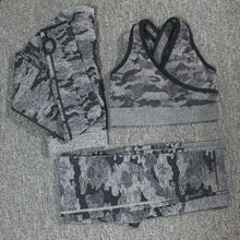 Charger l'image dans la galerie, 2PCS Camouflage Camo Yoga Set Sports Wear For Women Gym Fitness Clothing Booty Yoga Leggings + Sport Bra GYM Sport Suit Femme