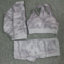 Charger l'image dans la galerie, 2PCS Camouflage Camo Yoga Set Sports Wear For Women Gym Fitness Clothing Booty Yoga Leggings + Sport Bra GYM Sport Suit Femme