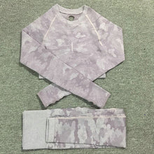 Charger l'image dans la galerie, 2PCS Camouflage Camo Yoga Set Sports Wear For Women Gym Fitness Clothing Booty Yoga Leggings + Sport Bra GYM Sport Suit Femme
