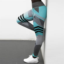 Charger l'image dans la galerie, S-XXXL Plus Size Women Geometric Push Up Tight Leggings Yoga Pants Gym Clothing Sportswear or Mesh Patchwork Sports Bra Crop Top