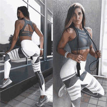 Charger l'image dans la galerie, S-XXXL Plus Size Women Geometric Push Up Tight Leggings Yoga Pants Gym Clothing Sportswear or Mesh Patchwork Sports Bra Crop Top