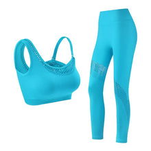 Charger l'image dans la galerie, Seamless Yoga Set Women Gym Clothing Sportswear Hollow Out Yoga Leggings Padded One Shoulder Sports Bra 2 Pcs Workout Clothes