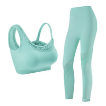 Charger l'image dans la galerie, Seamless Yoga Set Women Gym Clothing Sportswear Hollow Out Yoga Leggings Padded One Shoulder Sports Bra 2 Pcs Workout Clothes
