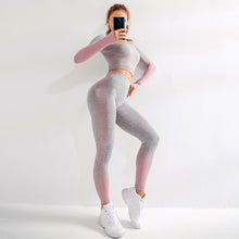 Charger l'image dans la galerie, RUUHEE Seamless Yoga Set Long Sleeve Women Fitness Sports Wear Gym Clothing Crop Top Shirts High Waist Leggings Workout Pants