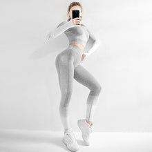 Charger l'image dans la galerie, RUUHEE Seamless Yoga Set Long Sleeve Women Fitness Sports Wear Gym Clothing Crop Top Shirts High Waist Leggings Workout Pants