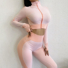 Charger l'image dans la galerie, Seamless Women Yoga Sets Female Gym Suit Running Training SportsWear Workout Fitness Sports Suit 3pcs Yoga Set Yoga Clothing